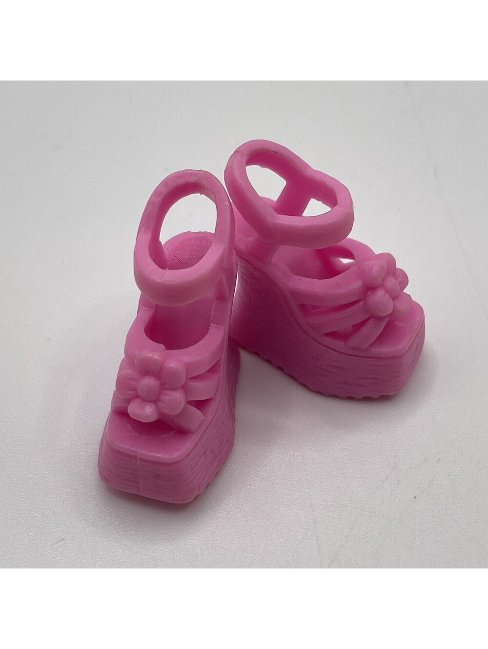 Barbie Fashion Fever Chunky Pink Flower Wedge Sandals Y2K S1